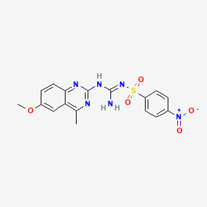 molecular formula C17H16N6O5S B5842460 N-{amino[(6-methoxy-4-methyl-2-quinazolinyl)amino]methylene}-4-nitrobenzenesulfonamide 