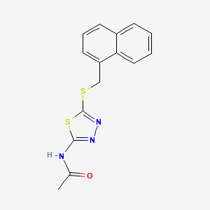 molecular formula C15H13N3OS2 B5842488 N-{5-[(1-naphthylmethyl)thio]-1,3,4-thiadiazol-2-yl}acetamide 