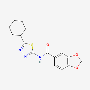 N-(5-cyclohexyl-1,3,4-thiadiazol-2-yl)-1,3-benzodioxole-5-carboxamide