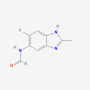 molecular formula C9H8FN3O B058426 Formamide, N-(6-fluoro-2-methyl-1H-benzimidazol-5-YL)-(9CI) CAS No. 117275-70-4