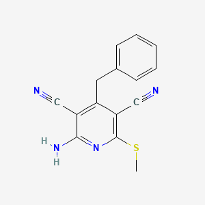 molecular formula C15H12N4S B5842632 2-amino-4-benzyl-6-(methylthio)-3,5-pyridinedicarbonitrile 