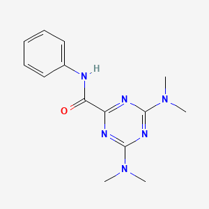 molecular formula C14H18N6O B5842641 4,6-bis(dimethylamino)-N-phenyl-1,3,5-triazine-2-carboxamide 