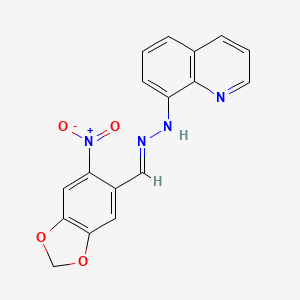 molecular formula C17H12N4O4 B5842660 6-nitro-1,3-benzodioxole-5-carbaldehyde 8-quinolinylhydrazone 
