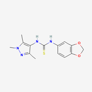 molecular formula C14H16N4O2S B5842694 N-1,3-benzodioxol-5-yl-N'-(1,3,5-trimethyl-1H-pyrazol-4-yl)thiourea 