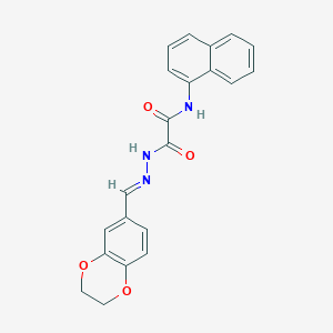 molecular formula C21H17N3O4 B5842858 2-[2-(2,3-dihydro-1,4-benzodioxin-6-ylmethylene)hydrazino]-N-1-naphthyl-2-oxoacetamide 