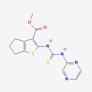 molecular formula C14H14N4O2S2 B5843003 methyl 2-{[(2-pyrazinylamino)carbonothioyl]amino}-5,6-dihydro-4H-cyclopenta[b]thiophene-3-carboxylate 