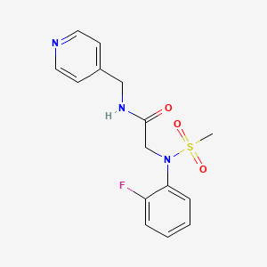 molecular formula C15H16FN3O3S B5843018 N~2~-(2-fluorophenyl)-N~2~-(methylsulfonyl)-N~1~-(4-pyridinylmethyl)glycinamide 