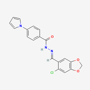 molecular formula C19H14ClN3O3 B5843064 N'-[(6-chloro-1,3-benzodioxol-5-yl)methylene]-4-(1H-pyrrol-1-yl)benzohydrazide 
