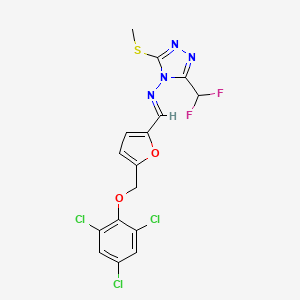 molecular formula C16H11Cl3F2N4O2S B5843112 3-(difluoromethyl)-5-(methylthio)-N-({5-[(2,4,6-trichlorophenoxy)methyl]-2-furyl}methylene)-4H-1,2,4-triazol-4-amine 