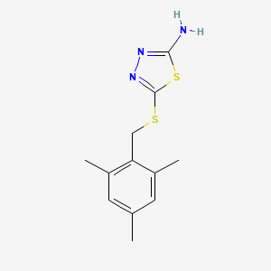 molecular formula C12H15N3S2 B5843136 5-[(mesitylmethyl)thio]-1,3,4-thiadiazol-2-amine 