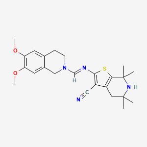 molecular formula C24H30N4O2S B5843272 2-{[(6,7-dimethoxy-3,4-dihydro-2(1H)-isoquinolinyl)methylene]amino}-5,5,7,7-tetramethyl-4,5,6,7-tetrahydrothieno[2,3-c]pyridine-3-carbonitrile 