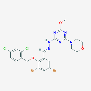 molecular formula C22H20Br2Cl2N6O3 B5843288 3,5-dibromo-2-[(2,4-dichlorobenzyl)oxy]benzaldehyde (4-methoxy-6-morpholin-4-yl-1,3,5-triazin-2-yl)hydrazone 