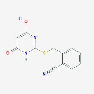 molecular formula C12H9N3O2S B5843356 2-{[(4,6-dihydroxy-2-pyrimidinyl)thio]methyl}benzonitrile 