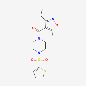 molecular formula C15H19N3O4S2 B5843391 1-[(3-ethyl-5-methyl-4-isoxazolyl)carbonyl]-4-(2-thienylsulfonyl)piperazine 
