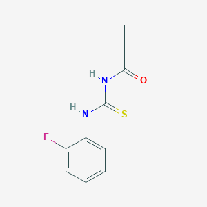 molecular formula C12H15FN2OS B5843562 N-{[(2-fluorophenyl)amino]carbonothioyl}-2,2-dimethylpropanamide 