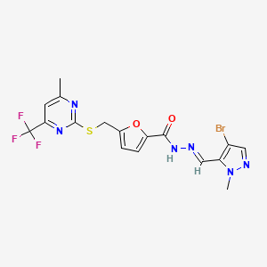 molecular formula C17H14BrF3N6O2S B5843605 N'-[(4-bromo-1-methyl-1H-pyrazol-5-yl)methylene]-5-({[4-methyl-6-(trifluoromethyl)-2-pyrimidinyl]thio}methyl)-2-furohydrazide 