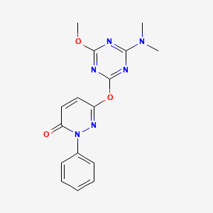 molecular formula C16H16N6O3 B5843678 6-{[4-(dimethylamino)-6-methoxy-1,3,5-triazin-2-yl]oxy}-2-phenyl-3(2H)-pyridazinone 