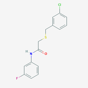 molecular formula C15H13ClFNOS B5843723 2-[(3-chlorobenzyl)thio]-N-(3-fluorophenyl)acetamide 