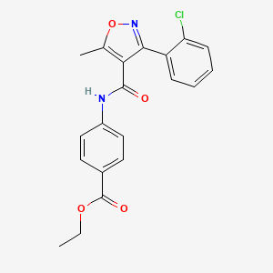 molecular formula C20H17ClN2O4 B5843768 ethyl 4-({[3-(2-chlorophenyl)-5-methyl-4-isoxazolyl]carbonyl}amino)benzoate 