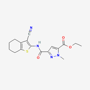 molecular formula C17H18N4O3S B5844161 ethyl 3-{[(3-cyano-4,5,6,7-tetrahydro-1-benzothien-2-yl)amino]carbonyl}-1-methyl-1H-pyrazole-5-carboxylate 