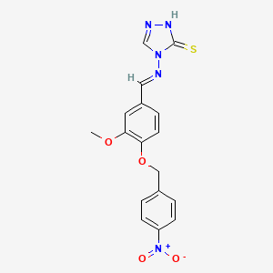 molecular formula C17H15N5O4S B5844204 4-({3-methoxy-4-[(4-nitrobenzyl)oxy]benzylidene}amino)-4H-1,2,4-triazole-3-thiol 