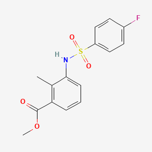 molecular formula C15H14FNO4S B5844212 methyl 3-{[(4-fluorophenyl)sulfonyl]amino}-2-methylbenzoate 