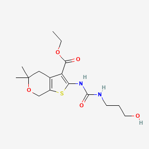 molecular formula C16H24N2O5S B5844638 ethyl 2-({[(3-hydroxypropyl)amino]carbonyl}amino)-5,5-dimethyl-4,7-dihydro-5H-thieno[2,3-c]pyran-3-carboxylate 