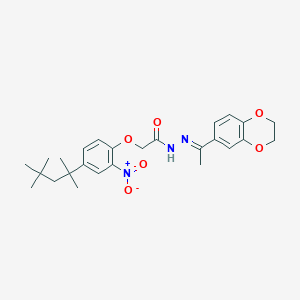 molecular formula C26H33N3O6 B5844736 N'-[1-(2,3-dihydro-1,4-benzodioxin-6-yl)ethylidene]-2-[2-nitro-4-(1,1,3,3-tetramethylbutyl)phenoxy]acetohydrazide 