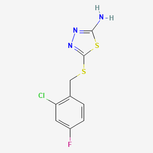 molecular formula C9H7ClFN3S2 B5844742 5-[(2-chloro-4-fluorobenzyl)thio]-1,3,4-thiadiazol-2-amine 