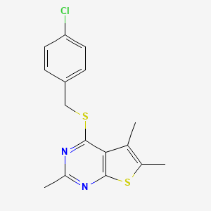 molecular formula C16H15ClN2S2 B5845073 4-[(4-chlorobenzyl)thio]-2,5,6-trimethylthieno[2,3-d]pyrimidine 