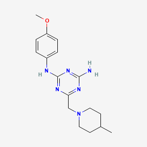 molecular formula C17H24N6O B5845135 N-(4-methoxyphenyl)-6-[(4-methyl-1-piperidinyl)methyl]-1,3,5-triazine-2,4-diamine 