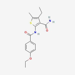 molecular formula C17H20N2O3S B5845180 2-[(4-ethoxybenzoyl)amino]-4-ethyl-5-methyl-3-thiophenecarboxamide 