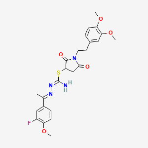 molecular formula C24H27FN4O5S B5845624 [1-[2-(3,4-dimethoxyphenyl)ethyl]-2,5-dioxopyrrolidin-3-yl] N'-[(E)-1-(3-fluoro-4-methoxyphenyl)ethylideneamino]carbamimidothioate 