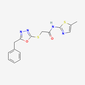 2-[(5-benzyl-1,3,4-oxadiazol-2-yl)thio]-N-(5-methyl-1,3-thiazol-2-yl)acetamide