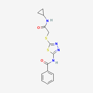 molecular formula C14H14N4O2S2 B5845699 N-(5-{[2-(cyclopropylamino)-2-oxoethyl]thio}-1,3,4-thiadiazol-2-yl)benzamide 
