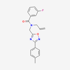 molecular formula C20H18FN3O2 B5845726 N-allyl-3-fluoro-N-{[3-(4-methylphenyl)-1,2,4-oxadiazol-5-yl]methyl}benzamide 