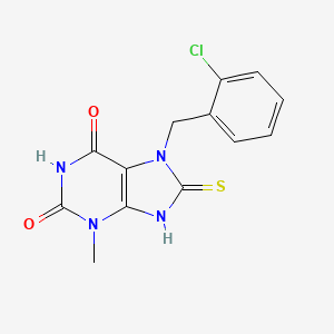 molecular formula C13H11ClN4O2S B5845737 7-(2-chlorobenzyl)-8-mercapto-3-methyl-3,7-dihydro-1H-purine-2,6-dione 