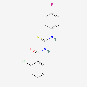 molecular formula C14H10ClFN2OS B5845944 2-chloro-N-{[(4-fluorophenyl)amino]carbonothioyl}benzamide 