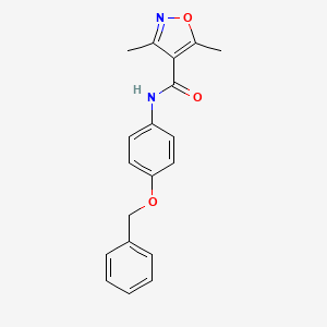 molecular formula C19H18N2O3 B5845959 N-[4-(benzyloxy)phenyl]-3,5-dimethyl-4-isoxazolecarboxamide 