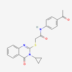molecular formula C21H19N3O3S B5846116 N-(4-acetylphenyl)-2-[(3-cyclopropyl-4-oxo-3,4-dihydro-2-quinazolinyl)thio]acetamide 