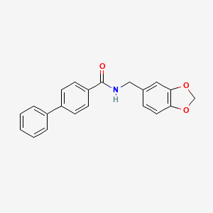 molecular formula C21H17NO3 B5846159 N-(1,3-benzodioxol-5-ylmethyl)-4-biphenylcarboxamide 