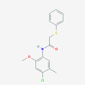 molecular formula C16H16ClNO2S B5846166 N-(4-chloro-2-methoxy-5-methylphenyl)-2-(phenylthio)acetamide 
