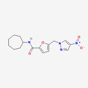 N-cycloheptyl-5-[(4-nitro-1H-pyrazol-1-yl)methyl]-2-furamide