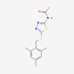 molecular formula C14H17N3OS2 B5846398 N-{5-[(mesitylmethyl)thio]-1,3,4-thiadiazol-2-yl}acetamide 