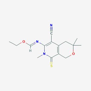 ethyl (5-cyano-3,3,7-trimethyl-8-thioxo-3,4,7,8-tetrahydro-1H-pyrano[3,4-c]pyridin-6-yl)imidoformate