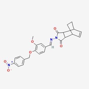 molecular formula C25H23N3O6 B5846687 4-({3-methoxy-4-[(4-nitrobenzyl)oxy]benzylidene}amino)-4-azatricyclo[5.2.2.0~2,6~]undec-8-ene-3,5-dione 