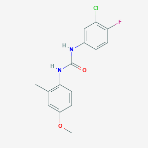 molecular formula C15H14ClFN2O2 B5846790 N-(3-chloro-4-fluorophenyl)-N'-(4-methoxy-2-methylphenyl)urea 