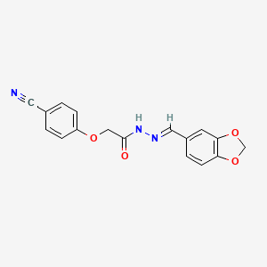 molecular formula C17H13N3O4 B5846873 N'-(1,3-benzodioxol-5-ylmethylene)-2-(4-cyanophenoxy)acetohydrazide 