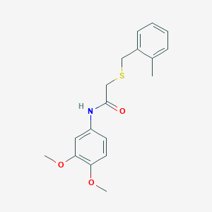 molecular formula C18H21NO3S B5846881 N-(3,4-dimethoxyphenyl)-2-[(2-methylbenzyl)thio]acetamide 