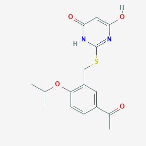 molecular formula C16H18N2O4S B5846984 1-(3-{[(4,6-dihydroxy-2-pyrimidinyl)thio]methyl}-4-isopropoxyphenyl)ethanone 